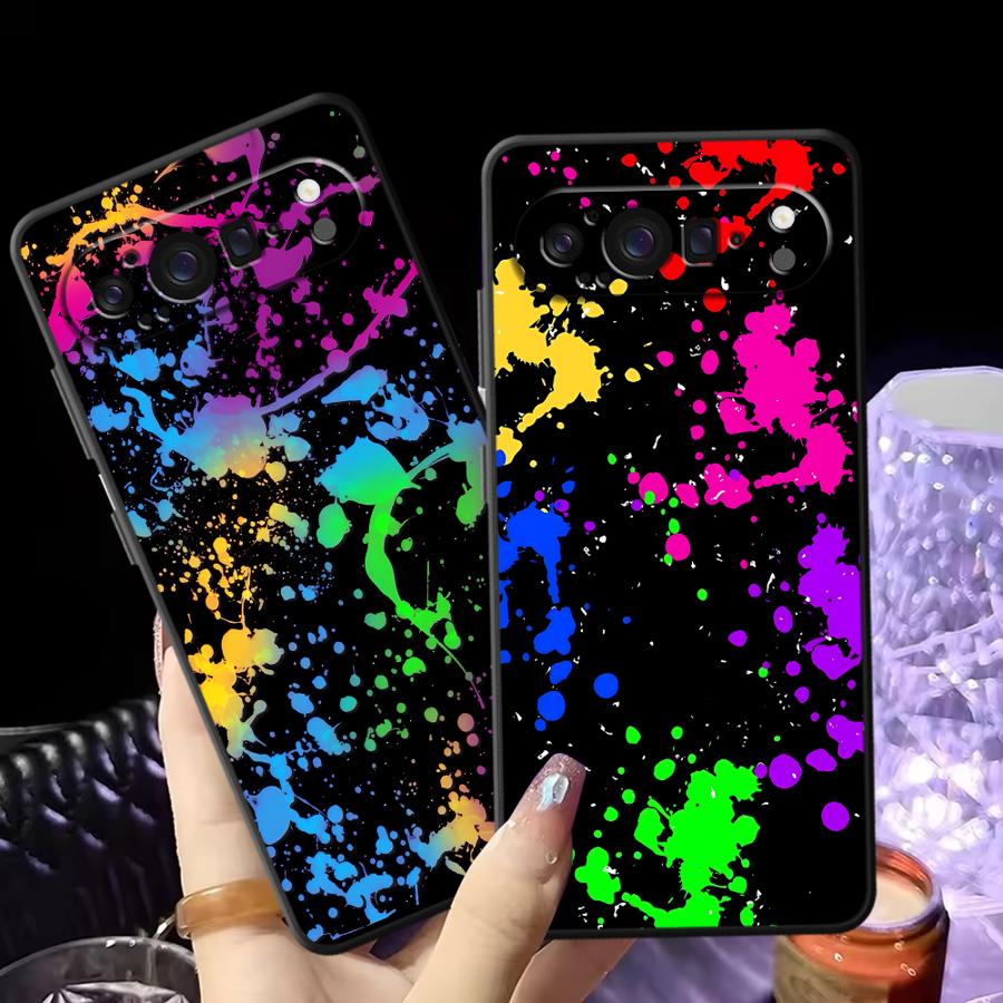 Google Pixel 8A - Regenboog Verf Spatten Funda Telefoon Cover