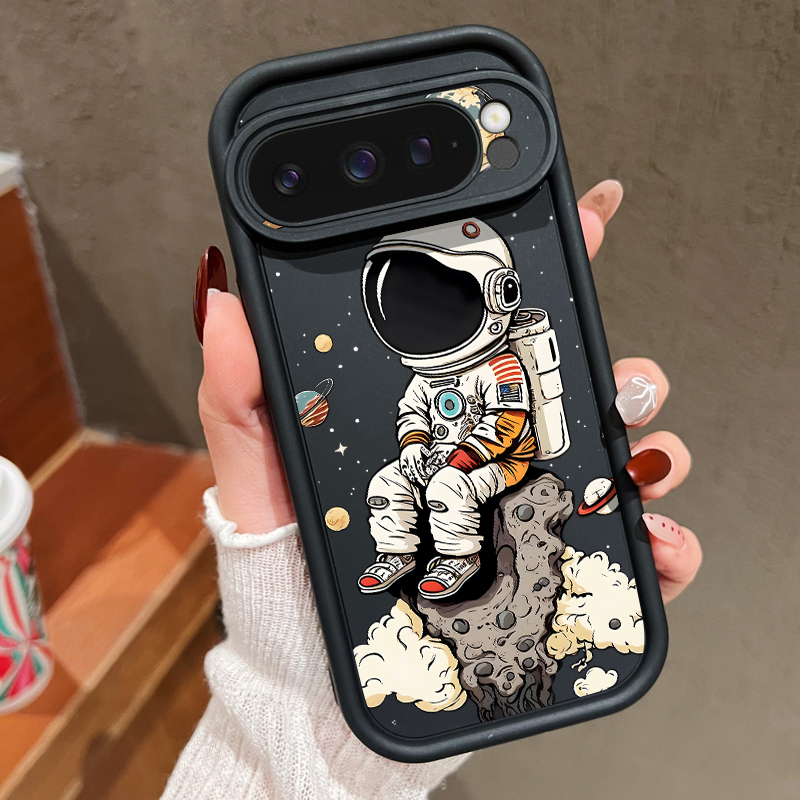 Google Pixel 9 Pro - Cartoon Astronaut Print TPU Telefoonhoesje voor