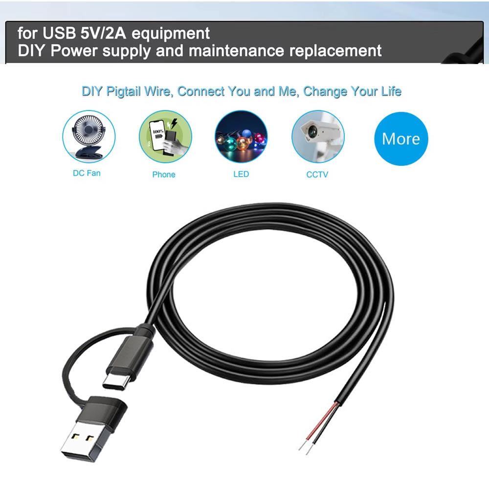DC 2-pins voedingskabel USB en - Diy Electronics Gadgets recensie en prijs